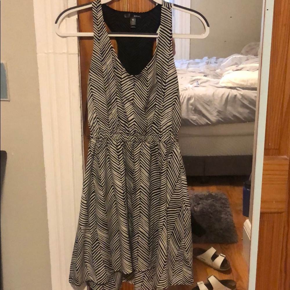 Aqua black and white flowy racer back dress